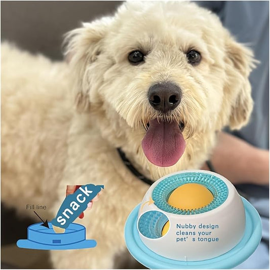 Slow Feeder Lick Mat Bowl - Interactive Anxiety Relief Food Dispenser for Dogs and Cats, Puppy Kitten Training(Blue for Dog)