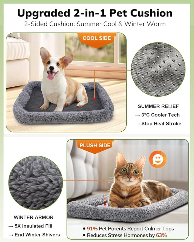 Morpilot Cat Carrier - Cat Carrier Soft for Medium or Large Cats up to 20lbs, with Dual-Sided Cushion, Secure Buckle and Foldable Bowl, Dog Carriers for Small Dogs - Pet Carrier (Dark Gray)