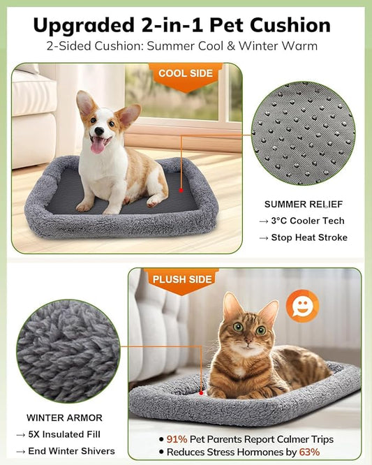 Morpilot Cat Carrier - Cat Carrier Soft for Medium or Large Cats up to 20lbs, with Dual-Sided Cushion, Secure Buckle and Foldable Bowl, Dog Carriers for Small Dogs - Pet Carrier (Dark Gray)