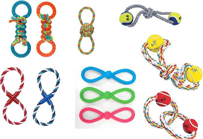 MPP Figure 8 Dog Toys Fun and Colorful Choices Tug Toss Fetch Play Ropes and Loops (Knot Tug)