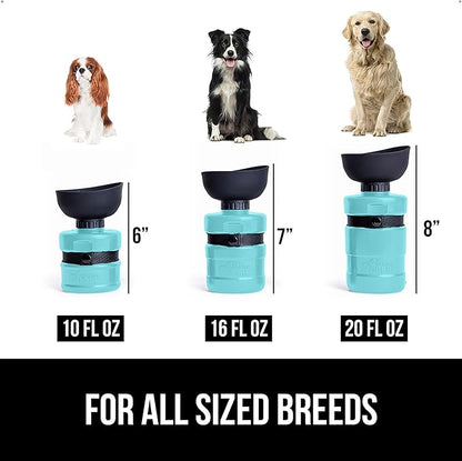 GORILLA GRIP Dog Water Bottle, Portable Water Bowl Dispenser for Dogs, 12 oz Leak Proof Pet Travel Squeeze Bottles Food Grade Silicone, Stocking Gifts for Pets to Go Puppy Essentials, Turquoise