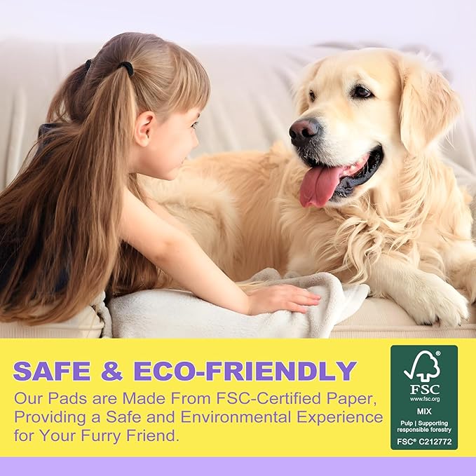 MIZOK Puppy Pads 28x34in Lavender Scented, Dog Pee Pads Extra Large Odor Eliminating Ultra Absorbent Up to 8 Cups, 6 Layers Leak-Proof & Quick-Dry Purple (40 Counts)