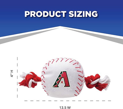 MLB ARIZONA DIAMONDBACKS Baseball Rope Toy for DOGS & CATS. Tough nylon, Sporty Baseball Design, Heavy-duty ropes with Inner SQUEAKER
