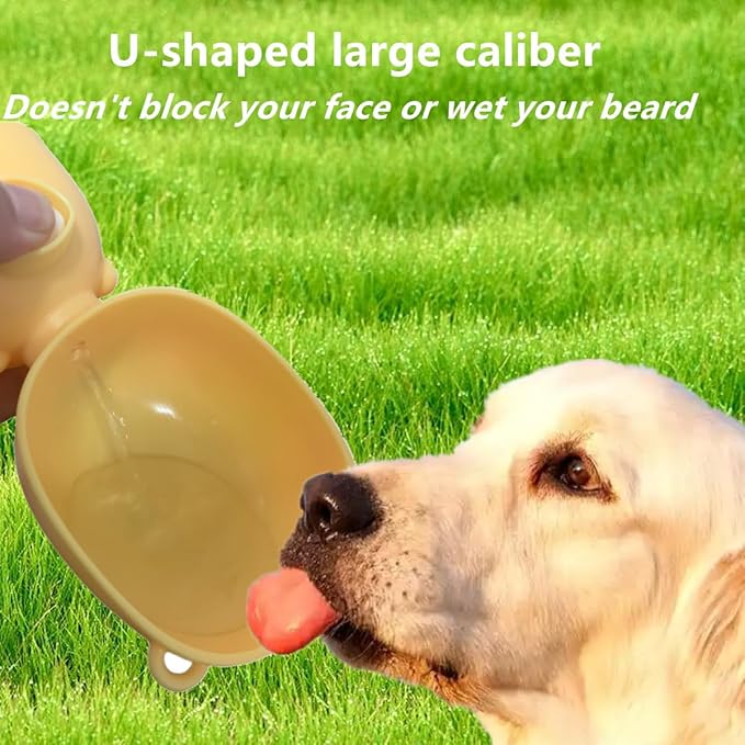 Outdoor Dog Water Bottle Dispenser with Food Container - Leak Proof, 400ml for Small, Large Dogs