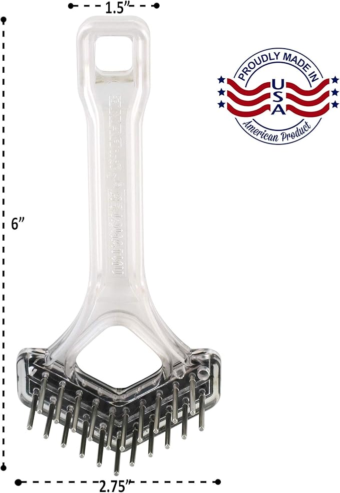Mini-Rake V-Shaped with 1" Double-Row Rotating Teeth (Crystal with BlackTop)