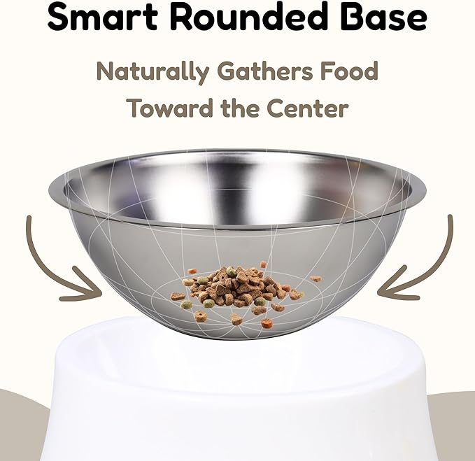 Elevated Spaniel Dog Bowl, Melamine Raised Dog Food Bowl for Long-Eared Dogs, Raised Dog Bowls for Small Dogs, Stainless Steel Inner Bowl, Non-Slip Base (Puppy & Kitten Pals, M (420 ML / 1.5 Cups)