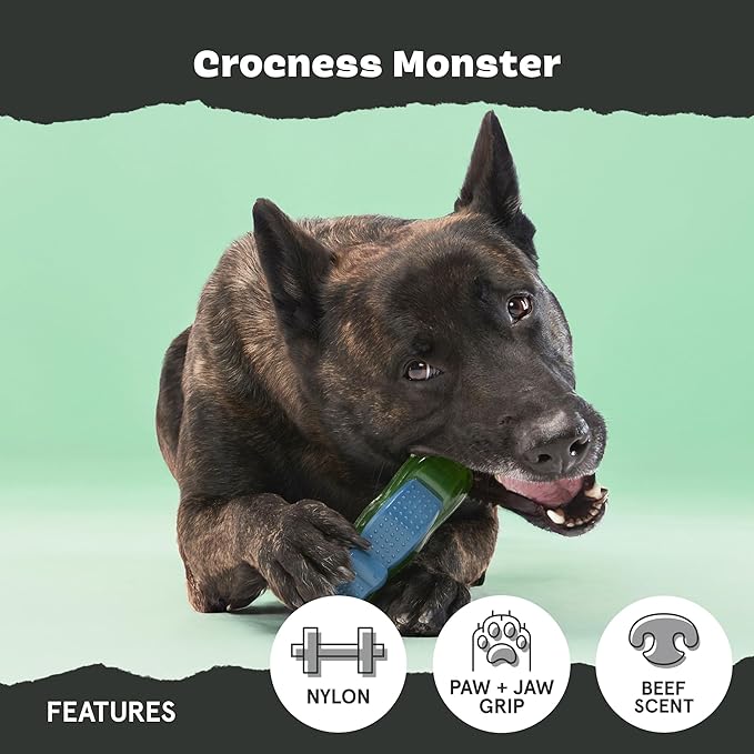 Barkbox Crocness Monster Dog Toy for Medium Dogs – Beef-Scented, Perfect for Tough Chewers to Grab, Grip, and Chew for Endless Fun