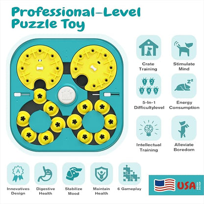 KADTC 5-Level Dog Puzzle Toy, 6 Ways to Play, Extra-Large Treat Puzzle for Smart Dogs, Beginner to Expert Mental Stimulation, U.S. Brand