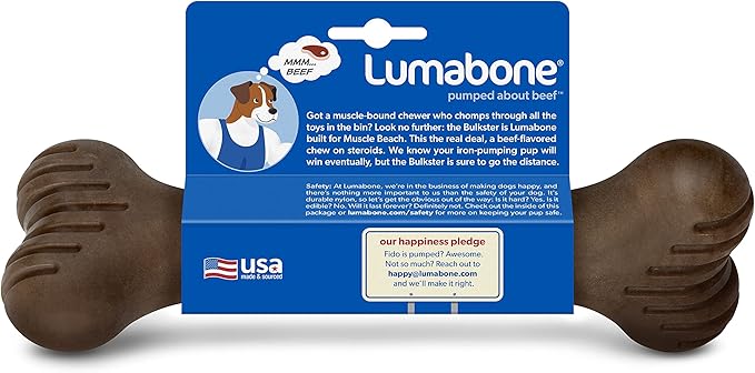 Lumabone Bulkster Durable Chew Toy for Aggressive Chewers, Real Beef, Made in USA, Giant
