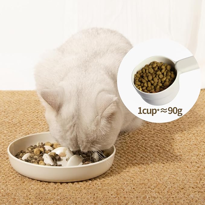 Slow Feeder Bowl for Cats and Small Dogs,Cilkus Fish Pool Design, Fun Interactive Bloat Stop Puzzle Feeder Bowl Healthy Eating Diet Made of Melamine Food Grade Material (White(Melamine))