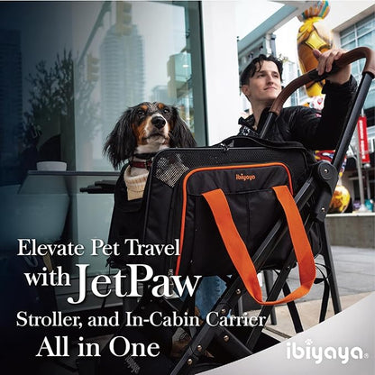 ibiyaya - Compact 3-in-1 Convertible and Foldable Small Pet Carrier and Stroller Combo System, Travel Friendly Cat Stroller and Dog Stroller - Pets up to 17 Pounds - Black