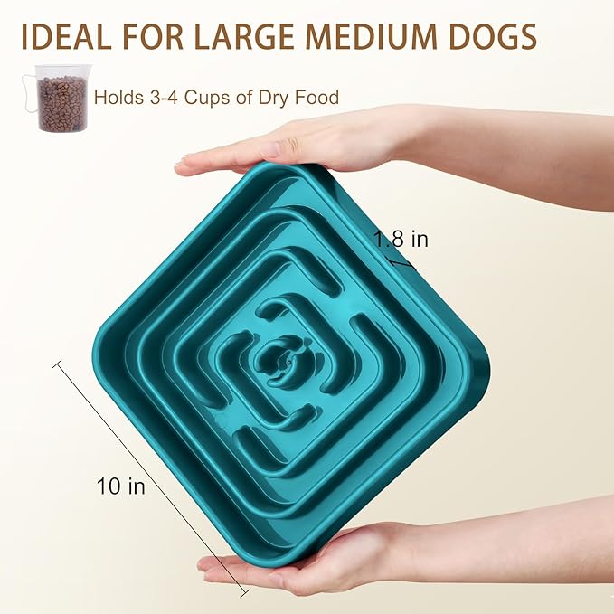 Slow Feeder Dog Bowls for Large Medium Dogs, Anti-Choking Slow Eating Maze Dog Food Bowl, Anti-Slip Slow Feeding Pet Puzzle Bowl,Green