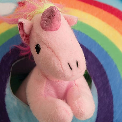 Snugarooz Hide & Seek Rainbow Dog Toy with Repair Patch – Interactive Plush Rainbow with 3 Squeaky Unicorns – Designed for Fun and Engaging Play for Your Pup