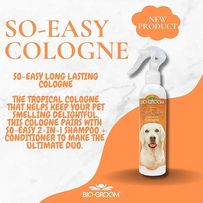 Bio-groom So-Easy Long Lasting Cologne for Pets - Dog Deodorizing Perfume Spray for Smelly Odor, Safe for Puppies & Cats, Fresh & Clean Smell, Cruelty-Free - Tropical Fruit Scent, 8 fl oz