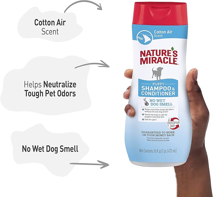 Nature's Miracle Puppy Shampoo & Conditioner, 16 Oz, Cotton Breeze Scent (Pack of 2)