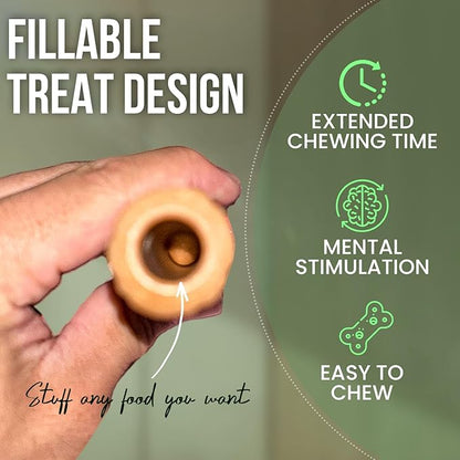 Durable Non-Splintering Dog Chew Toy for Small Breeds – 5.5” Bamboo-Shaped Stick with Natural Wood Bits, Eco-Friendly, Non-Toxic, Long-Lasting for Aggressive Chewers