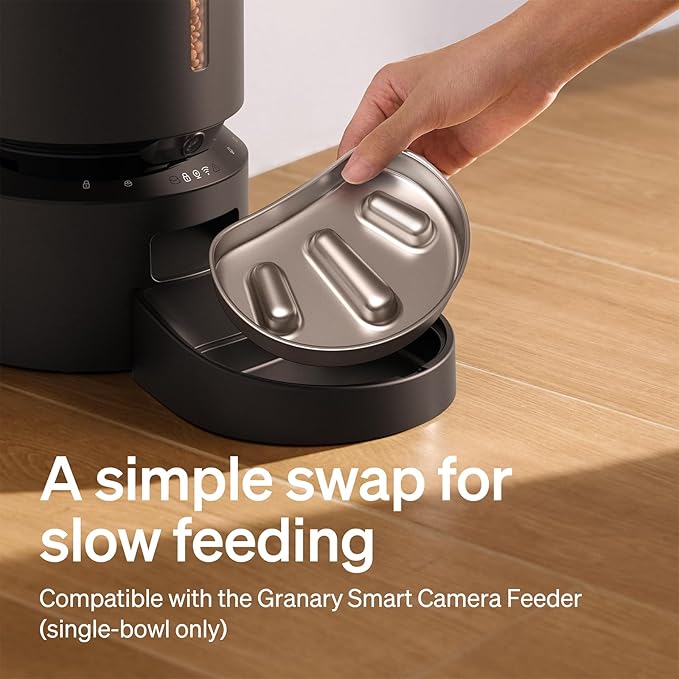 PETLIBRO Slow Feeder Bowl for Small Dogs & Cats, 1.125 Cup— Anti-Gulp Stainless Steel Dog & Cat Bowl, Helps Reduce Risk of Bloat, Dishwasher Safe — Compatible with PETLIBRO Camera Automatic Feeder