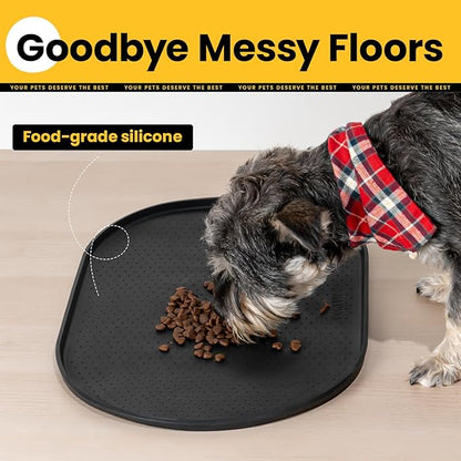 Dog Food Mat,Raised Edges Pet Food Mats for Spill Containment,BPA-Free Silicone Cat Dog Feeding Mat for Floor Waterproof,Rubber Pet Placemats for Food and Water Bowls 1/2 Inch