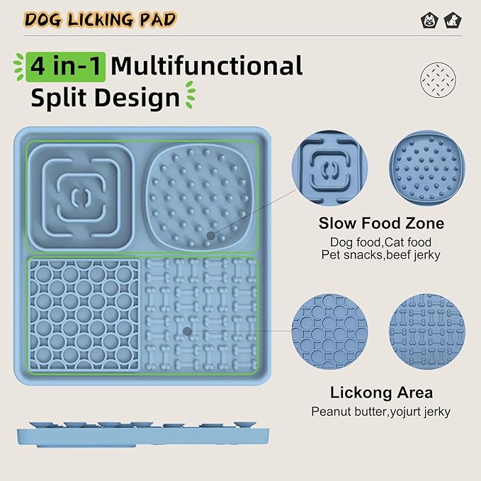 Dog Lick Mat for Anxiety Relief, Slow Feeder Alternative, Pet Enrichment Treat Mat, Boredom Buster, Durable Food-Grade Silicone, Dishwasher & Freezer Safe
