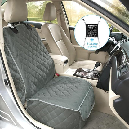 Bark Lover Deluxe Dog Seat Cover for Front Seat-More Durable Waterproof Front Seat Protector, High Heat Resistant and Nonslip Front Seat Cover for Dogs Kids, Universal Size (Grey)