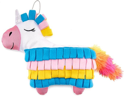 Dog Toys Plush with Squeaky & Treat Hiding Features - Mental Stimulation Enrichment Toy for Large Breed Dogs - Machine Washable Slow Feeder to Keep Dogs Busy，Fiesta Piñata