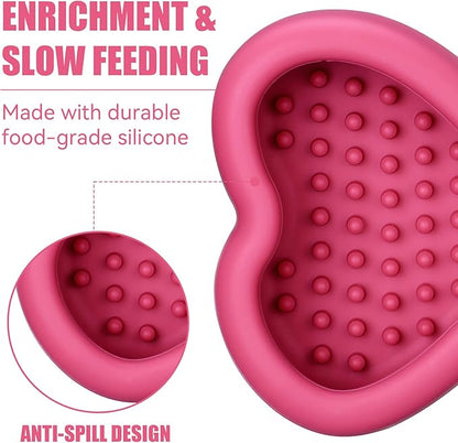 Lick Mat for Dogs, Animire Anti-Spilled Bow Tie Lick Bowls for Anxiety Relief, Silicone Slow Feeder Licking Pad with Suction Cups, Freezeable Dog Enrichment Toy for Boredom and Distraction(Rose,L)