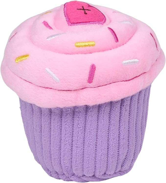ZippyPaws Birthday Cupcake- Dog Squeaky Toys to Keep Them Busy, Funny Food Plush for Small, Medium, & Large Dogs, Cute Stuffed Puppy Toy, Pet Products, Gift for Dogs of All Breeds, Soft & Cuddly- Pink