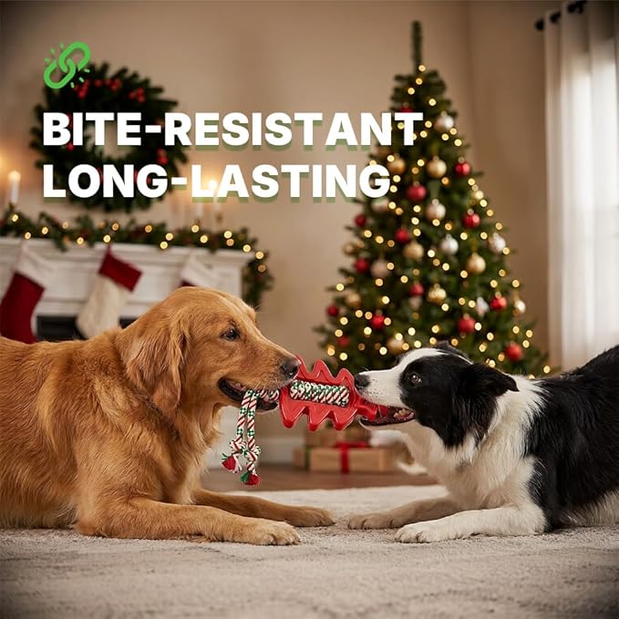 Festive Star-Shaped Dog Chew Toy with Durable Rope - Indestructible Dog Toy for Aggressive Chewers, Interactive Holiday Pet Gift