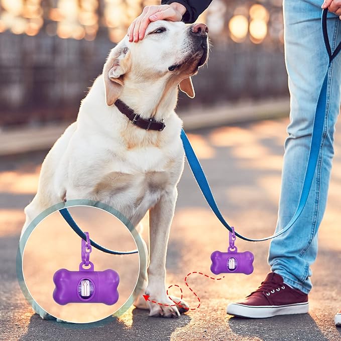 Zhehao Dog Poop Bag Holder Bulk 50 Pack for Leash with Clip, Preloaded Waste Dispenser, Portable Walking Accessories for Hiking Travel Multi Dog Household(Classic,Bone)