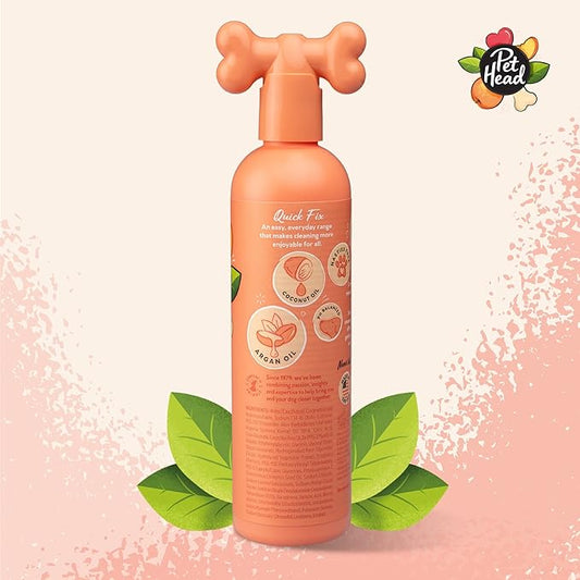 Pet Head Quick Fix 2 in 1 Dog Shampoo and Conditioner | Peach Scent | Dog Shampoo for Smelly Dogs | Nourishes and Softens Coat & Skin | Vegan | Gentle Formula for Puppies | Made in USA | 16fl oz.