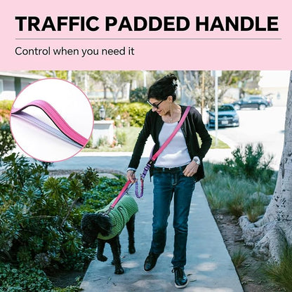 QQPETS Hands Free Dog Leash with Car Seat Belt, Adjustable No Pull Bungee Dog Running Waist Leash, Versatile Crossbody Rope for Walking, Jogging and Hiking