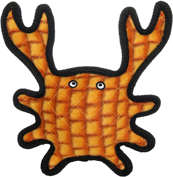 TUFFY - World's Tuffest Soft Dog Toy - Ocean- Squeakers - Multiple Layers. Made Durable, Strong & Tough. Interactive Play (Tug, Toss & Fetch). Machine Washable & Floats. (Crab Orange, Medium)