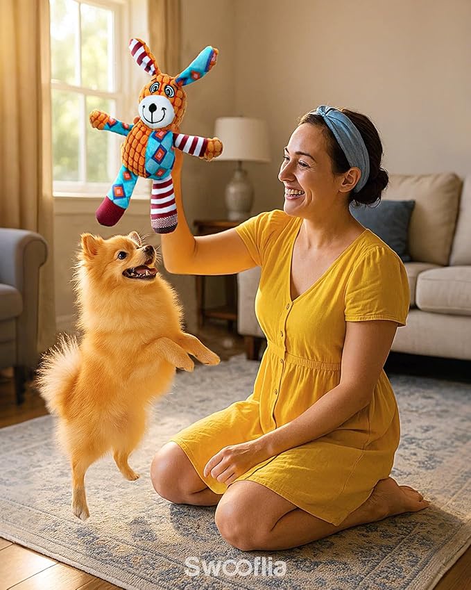 Swooflia 2 Pack Squeaky Dog Toy - Elephant Crinkle Plush Toys for Puppies, Treat Boredom for Small Dogs, Interactive Stimulating Puppy Toy to Keep Them Busy