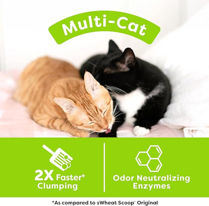 sWheat Scoop Natural Wheat Multi-Cat Litter, Superior Clumping with Odor Neutralizing Enzymes, 14 Pound Bag