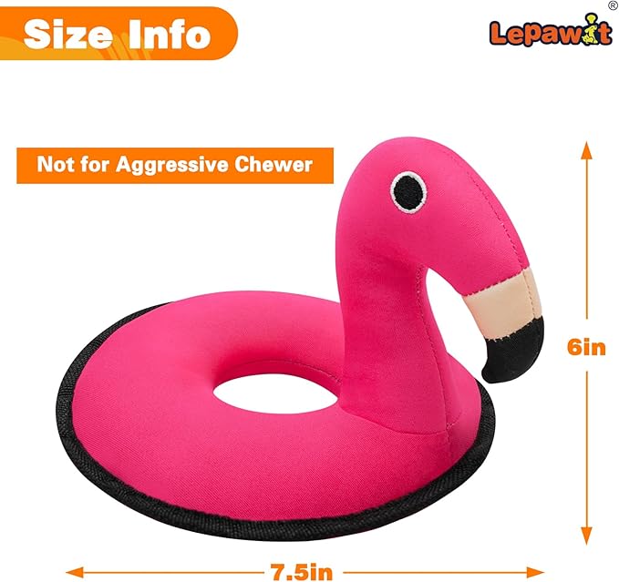 Squeaky Dog Toys, Floating Dog Toys for Indoor or Outward Play, Swim Ring Design Interactive Dog Gifts for Small and Medium Dogs - Flamingo