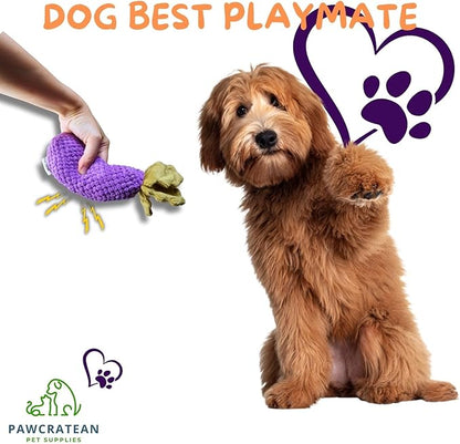 7" Squeaky Plush Toy for Puppies Small Dogs Self Etertainment Washable Soft Made [PET ONLY] (Eggplant)