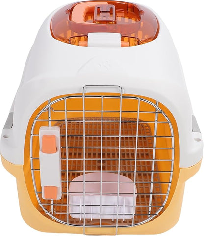 Asixxsix Plastic Dog Kennel, Airline Approved Breathable Pet Carrier with Top Window Handle for Small Dogs (Yellow)