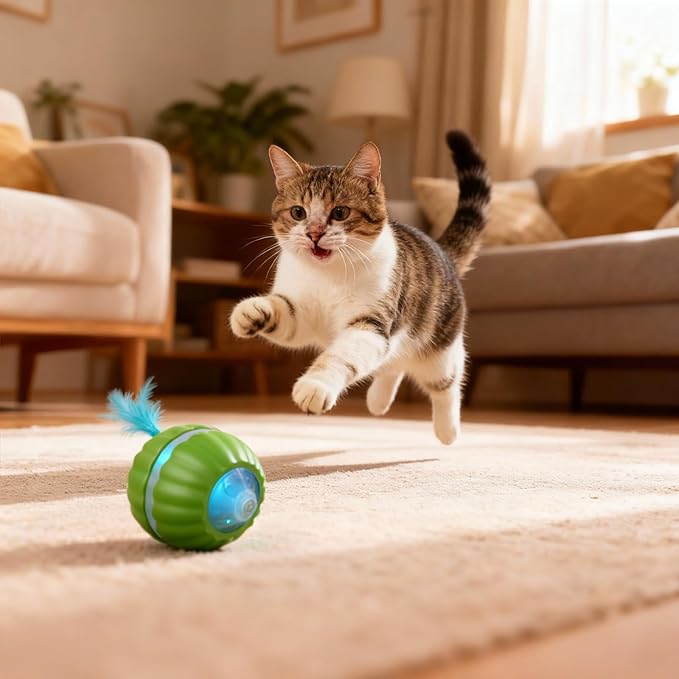 Interactive Cat Toys for Indoor Cats,Automatic Moving Kitten Toys,Cat Toys for Bored Indoor Adult Cats,Smart Rechargeable Cat Enrichment Toys for Cats to Keep Them Busy, Cat Balls Pet Toys
