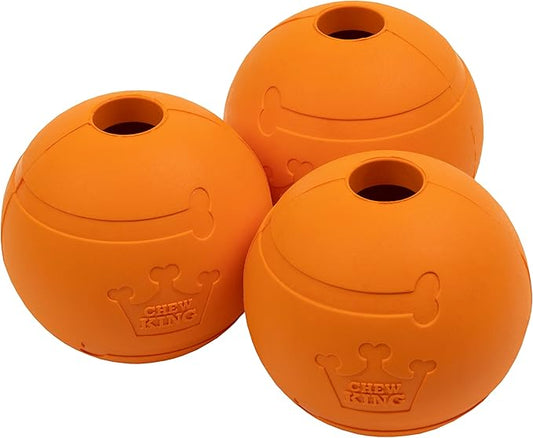 Chew King Dog 2.5 Inch Bacon Flavor Rubber Balls 3 Pack Large Breeds