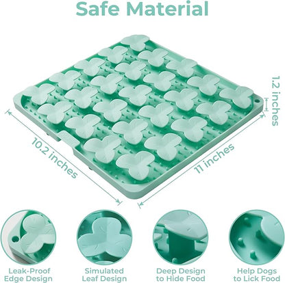 Puzzle Feeder Snuffle Mat for Dogs, Lick Mat for Dogs to Slow Down Eating, Dog Puzzle Toys for Large and Medium Breed Dogs, Silicone Dog Bowls for Dry, Wet, Raw Food, Green