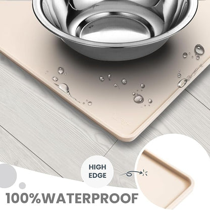 WePet Non-Slip Waterproof Pet Feeding Mat, 20x12 Inch - Silicone Dog & Cat Food Mat with Raised Edge to Stop Food Spills and Water Spills - Dishwasher Safe, Easy Clean