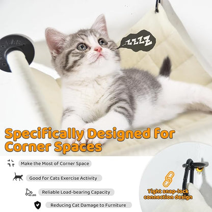 Wall Corner Cat Hammock Wall Mounted, 14.96 x 14.96 inch Wall Mounted Shelves Cat Beds for Sleeping, Playing, Climbing & Resting Wall Furniture Designed Specifically for Corners