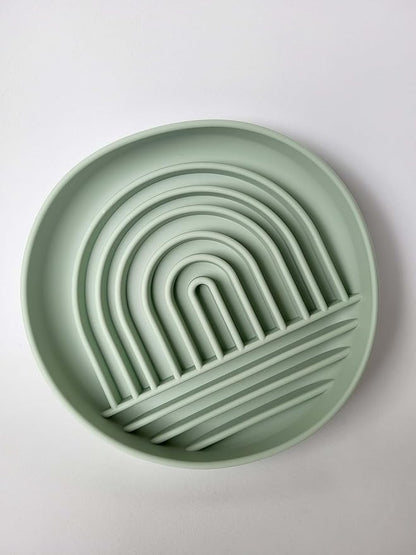 Modern Rainbow Pet Slow Feeder Bowl, Silicone Slow Feeder for Dogs & Puppies, Slow Eating, Modern Lick Mat Design, Reduces Gulping, Dishwasher Fit, for All Breed, Durable Mealtime Puzzle (Sage)