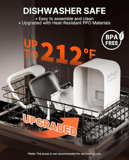 PETKIT Dishwasher Safe Cat Water Fountain, Cordless Automatic Cats Drinking Fountain with Motion Sensor, 101 oz/3L Pet Fountain for Cats Dogs Inside, Smart App Control & Stainless Steel Tray
