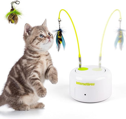 ALL FOR PAWS Interactive Cat Toys, Motion Activated Feather Cat Toy, Automatic Fluttering Bug Enrichment Toy for Kittens, Includes One Insect Replacement