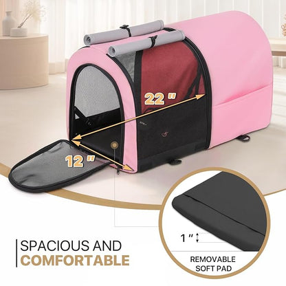 MoNiBloom Double Dog Stroller with Detachable Carrier Bags Large 4 Wheels Foldable Jogger for Small and Medium Dog Cats, Pink/Gray