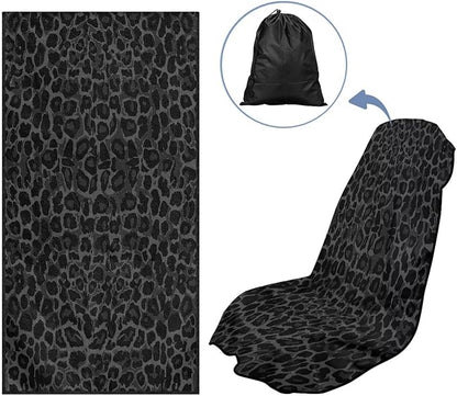 SEANATIVE Black Leopard Sweat Towel Seat Cover, Premium Car Seat Towel Protector for Trucks SUV Jeep, Universal Seat Covers for Post Gym Workout, Running, Swimming, Beach