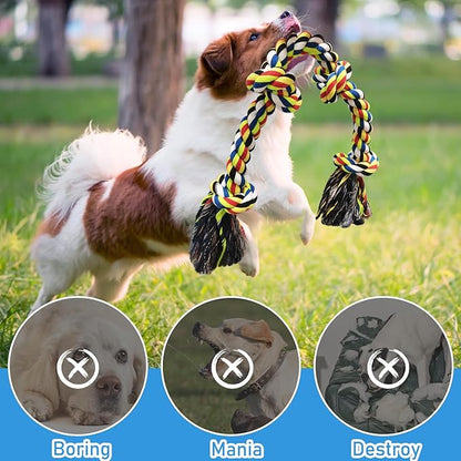 2 Pack Dog Rope Toys for Large Medium Aggressive Chewers, Nearly Indestructible Dog Toy for Tug of War, Interactive Toy for Boredom, 100% Cotton Chew Teeth Cleaning