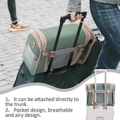 Pet Carrier Backpack, Airline Approved TSA, Waterproof PU Foldable, 360° Ventilated, Light‑Blocking, Washable Travel Bag for Cats & Small Dogs