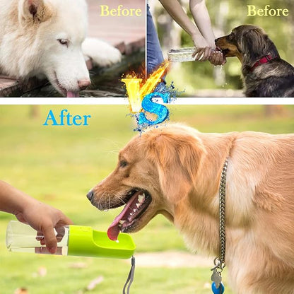 Sofunii Dog Water Bottle for Walking, Portable Pet Travel Water Drink Cup Mug Dish Bowl Dispenser, Made of Food-Grade Material Leak Proof & BPA-Free - 15oz Capacity (Green) …